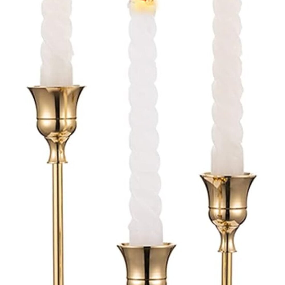 Candlestick Holders Taper Candle Holders, Set of 3 Candle Stick Holders Set, Bra